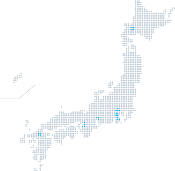 拠点が記された日本地図